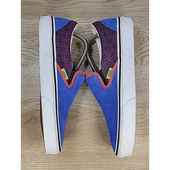 VANS Mix & Match Classic Slip-On Blue Suede Grape VANS Orange Check M 8/W 9.5 - Picture 4 of 14